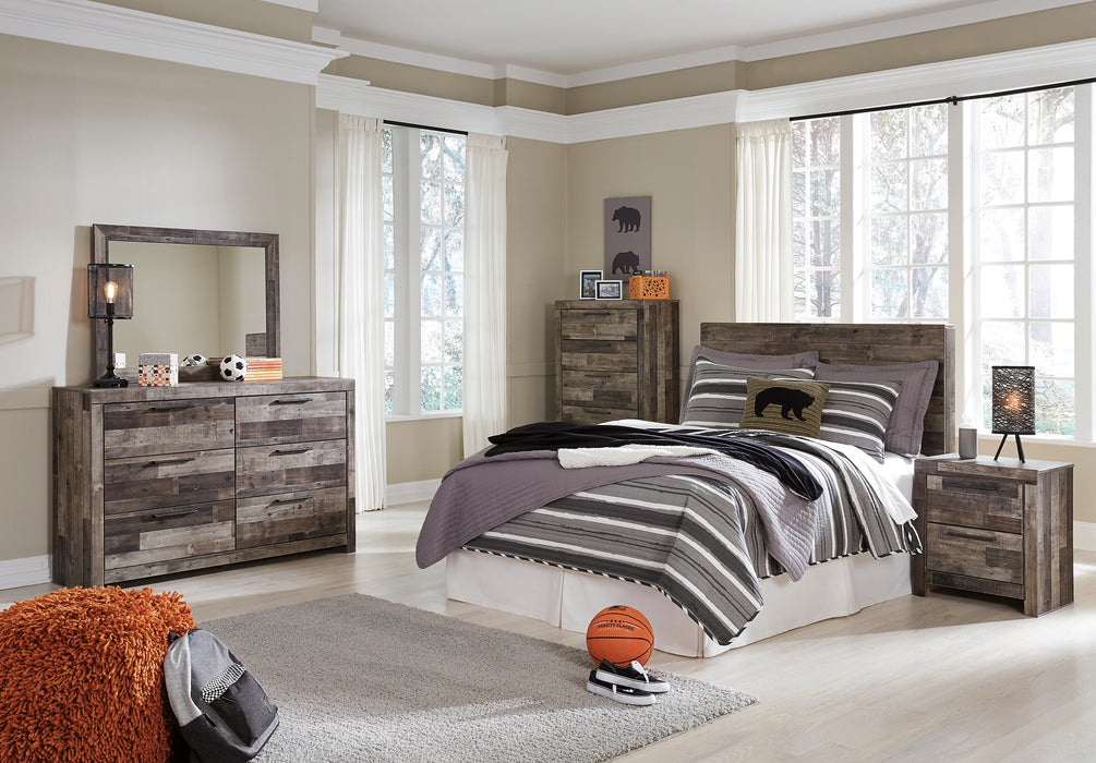 Derekson Full Panel Headboard with Mirrored Dresser, Chest and Nightstand Factory Furniture Mattress & More - Online or In-Store at our Phillipsburg Location Serving Dayton, Eaton, and Greenville. Shop Now.