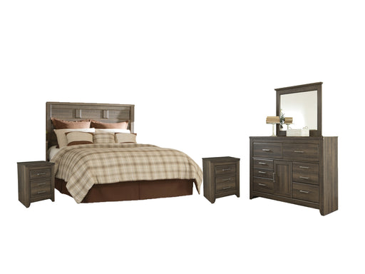 Juararo Queen Panel Headboard with Mirrored Dresser and 2 Nightstands Factory Furniture Mattress & More - Online or In-Store at our Phillipsburg Location Serving Dayton, Eaton, and Greenville. Shop Now.