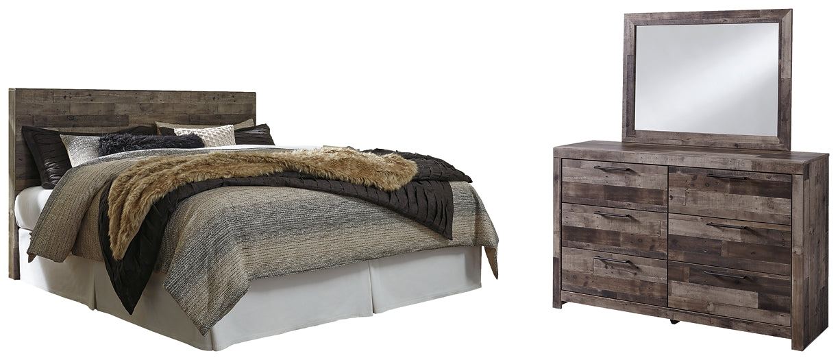 Derekson King Panel Headboard with Mirrored Dresser Factory Furniture Mattress & More - Online or In-Store at our Phillipsburg Location Serving Dayton, Eaton, and Greenville. Shop Now.
