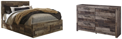 Derekson Queen Panel Bed with 4 Storage Drawers with Dresser Factory Furniture Mattress & More - Online or In-Store at our Phillipsburg Location Serving Dayton, Eaton, and Greenville. Shop Now.