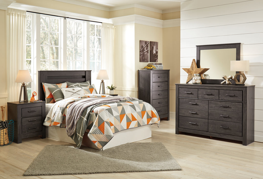 Brinxton Queen/Full Panel Headboard with Mirrored Dresser and 2 Nightstands Factory Furniture Mattress & More - Online or In-Store at our Phillipsburg Location Serving Dayton, Eaton, and Greenville. Shop Now.