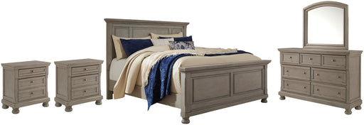 Lettner King Panel Bed with Mirrored Dresser and 2 Nightstands Factory Furniture Mattress & More - Online or In-Store at our Phillipsburg Location Serving Dayton, Eaton, and Greenville. Shop Now.