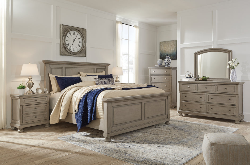 Lettner California King Panel Bed with Mirrored Dresser and Chest Factory Furniture Mattress & More - Online or In-Store at our Phillipsburg Location Serving Dayton, Eaton, and Greenville. Shop Now.