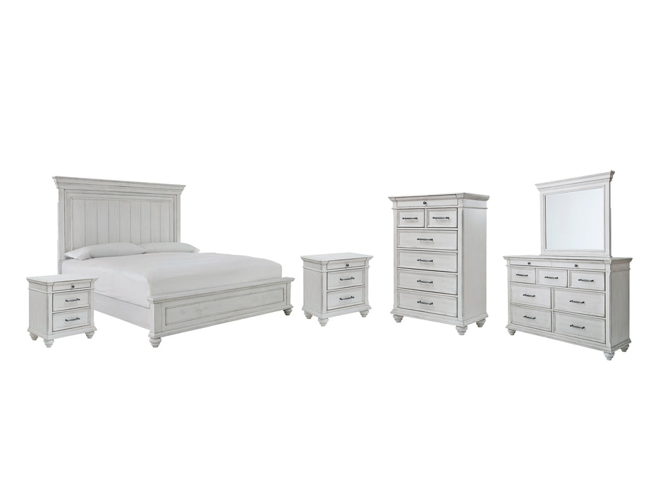 Kanwyn Queen Panel Bed with Mirrored Dresser, Chest and 2 Nightstands Factory Furniture Mattress & More - Online or In-Store at our Phillipsburg Location Serving Dayton, Eaton, and Greenville. Shop Now.