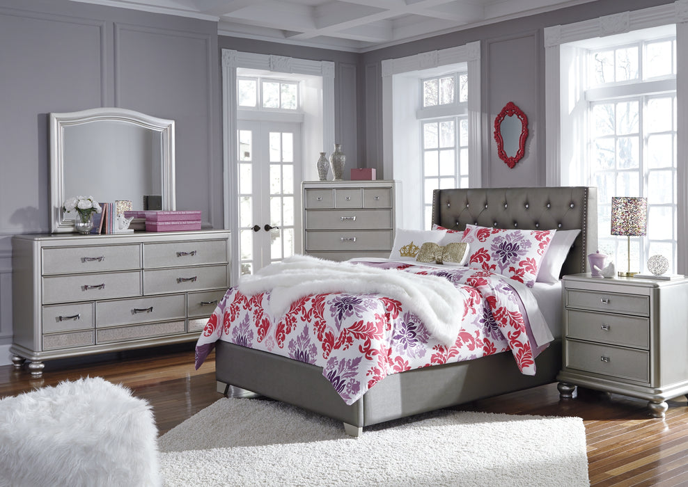 Coralayne Full Upholstered Bed with Mirrored Dresser, Chest and 2 Nightstands Factory Furniture Mattress & More - Online or In-Store at our Phillipsburg Location Serving Dayton, Eaton, and Greenville. Shop Now.