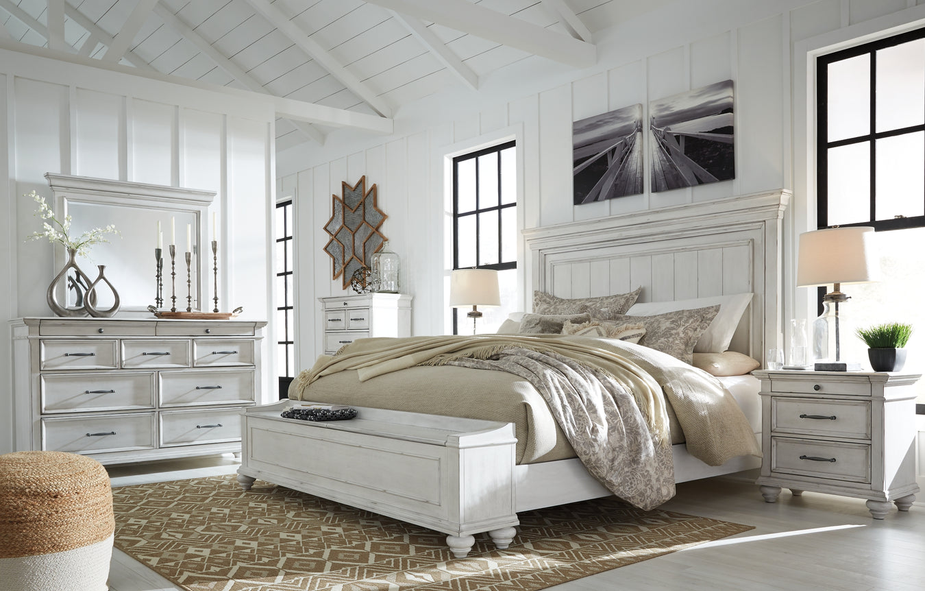 Kanwyn King Panel Bed with Storage with Mirrored Dresser, Chest and Nightstand Factory Furniture Mattress & More - Online or In-Store at our Phillipsburg Location Serving Dayton, Eaton, and Greenville. Shop Now.