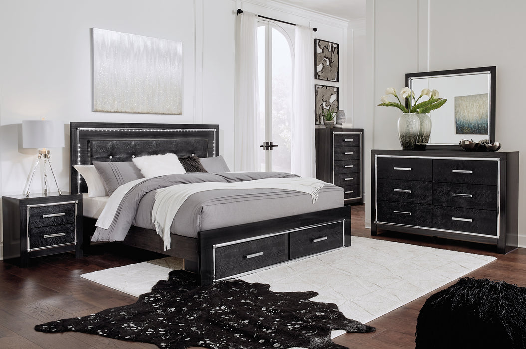 Kaydell King Panel Bed with Storage with Mirrored Dresser, Chest and Nightstand Factory Furniture Mattress & More - Online or In-Store at our Phillipsburg Location Serving Dayton, Eaton, and Greenville. Shop Now.