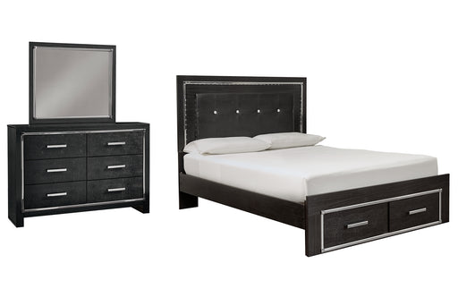 Kaydell Queen Panel Bed with Storage with Mirrored Dresser Factory Furniture Mattress & More - Online or In-Store at our Phillipsburg Location Serving Dayton, Eaton, and Greenville. Shop Now.