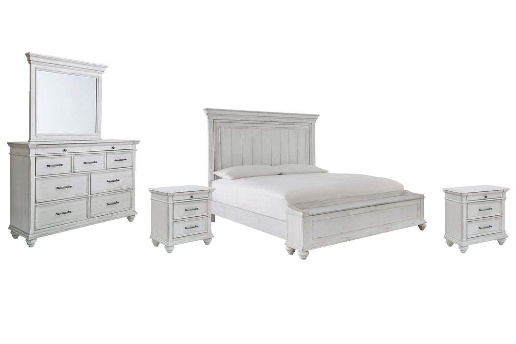 Kanwyn King Panel Bed with Storage with Mirrored Dresser and 2 Nightstands Factory Furniture Mattress & More - Online or In-Store at our Phillipsburg Location Serving Dayton, Eaton, and Greenville. Shop Now.