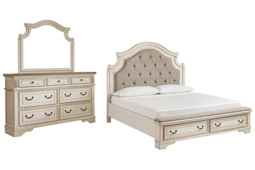 Realyn King Upholstered Bed with Mirrored Dresser Factory Furniture Mattress & More - Online or In-Store at our Phillipsburg Location Serving Dayton, Eaton, and Greenville. Shop Now.