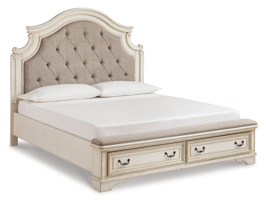 Realyn California King Upholstered Bed with Mirrored Dresser and Chest Factory Furniture Mattress & More - Online or In-Store at our Phillipsburg Location Serving Dayton, Eaton, and Greenville. Shop Now.