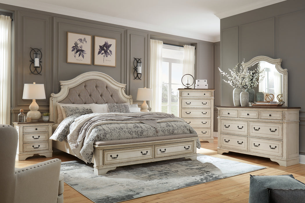 Realyn King Upholstered Bed with Mirrored Dresser Factory Furniture Mattress & More - Online or In-Store at our Phillipsburg Location Serving Dayton, Eaton, and Greenville. Shop Now.
