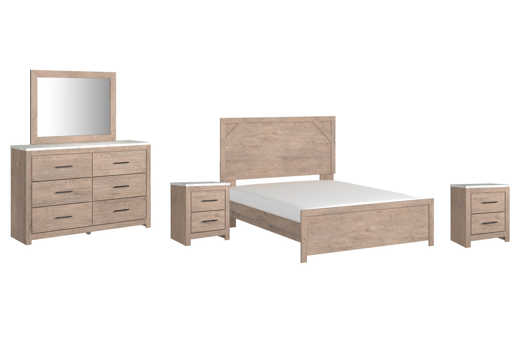Senniberg Queen Panel Bed with Mirrored Dresser and 2 Nightstands Factory Furniture Mattress & More - Online or In-Store at our Phillipsburg Location Serving Dayton, Eaton, and Greenville. Shop Now.