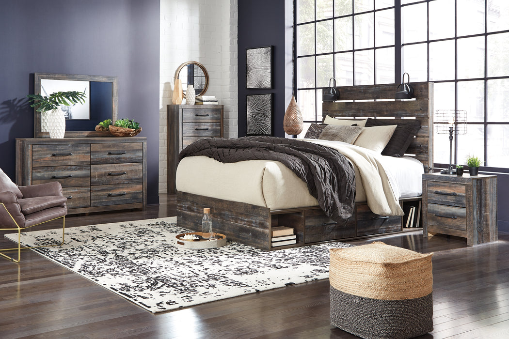 Drystan Queen Panel Bed with 2 Storage Drawers with Mirrored Dresser and Nightstand Factory Furniture Mattress & More - Online or In-Store at our Phillipsburg Location Serving Dayton, Eaton, and Greenville. Shop Now.