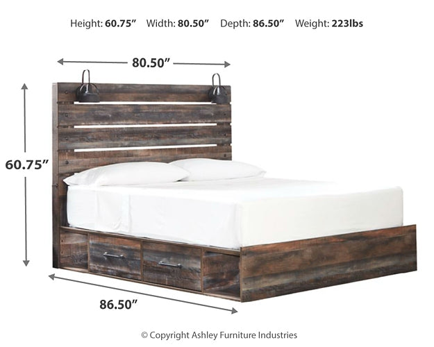 Drystan King Panel Bed with 2 Storage Drawers with Mirrored Dresser and Nightstand Factory Furniture Mattress & More - Online or In-Store at our Phillipsburg Location Serving Dayton, Eaton, and Greenville. Shop Now.