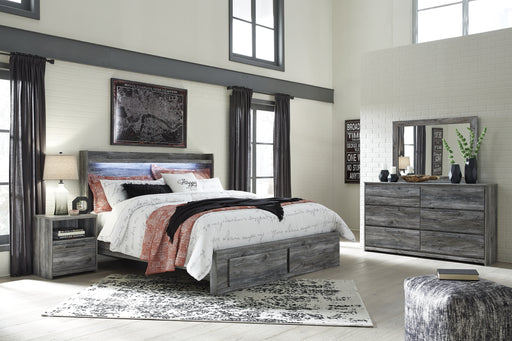 Baystorm King Panel Bed with 2 Storage Drawers with Mirrored Dresser, and Nightstand Factory Furniture Mattress & More - Online or In-Store at our Phillipsburg Location Serving Dayton, Eaton, and Greenville. Shop Now.