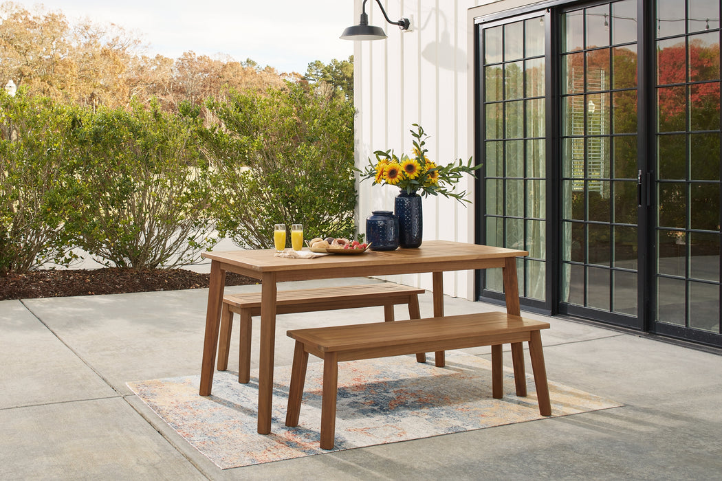 Janiyah Outdoor Dining Table and 2 Benches Factory Furniture Mattress & More - Online or In-Store at our Phillipsburg Location Serving Dayton, Eaton, and Greenville. Shop Now.