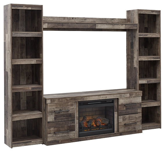 Derekson 4-Piece Entertainment Center with Electric Fireplace Factory Furniture Mattress & More - Online or In-Store at our Phillipsburg Location Serving Dayton, Eaton, and Greenville. Shop Now.