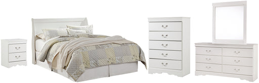 Anarasia Queen Sleigh Headboard with Mirrored Dresser, Chest and Nightstand Factory Furniture Mattress & More - Online or In-Store at our Phillipsburg Location Serving Dayton, Eaton, and Greenville. Shop Now.