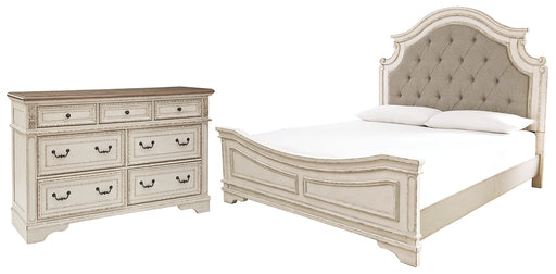 Realyn Queen Upholstered Panel Bed with Dresser Factory Furniture Mattress & More - Online or In-Store at our Phillipsburg Location Serving Dayton, Eaton, and Greenville. Shop Now.
