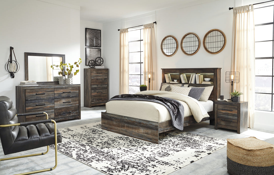 Drystan Queen/Full Bookcase Headboard with Mirrored Dresser, Chest and 2 Nightstands Factory Furniture Mattress & More - Online or In-Store at our Phillipsburg Location Serving Dayton, Eaton, and Greenville. Shop Now.