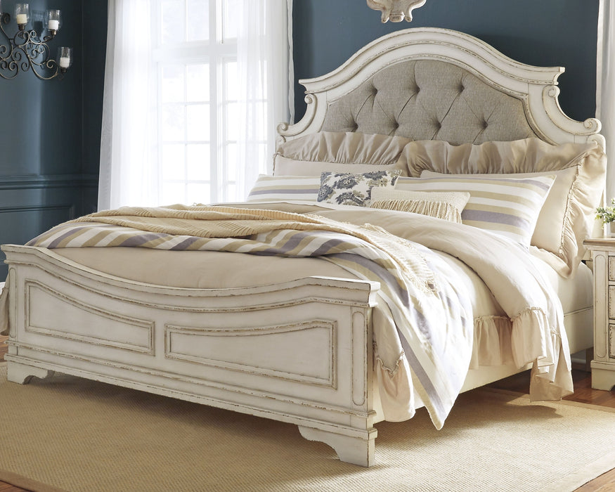 Realyn California King Upholstered Panel Bed with Dresser Factory Furniture Mattress & More - Online or In-Store at our Phillipsburg Location Serving Dayton, Eaton, and Greenville. Shop Now.
