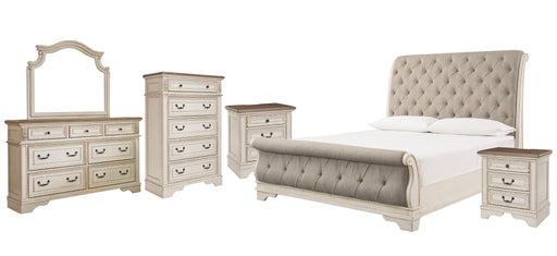 Realyn Queen Sleigh Bed with Mirrored Dresser, Chest and 2 Nightstands Factory Furniture Mattress & More - Online or In-Store at our Phillipsburg Location Serving Dayton, Eaton, and Greenville. Shop Now.