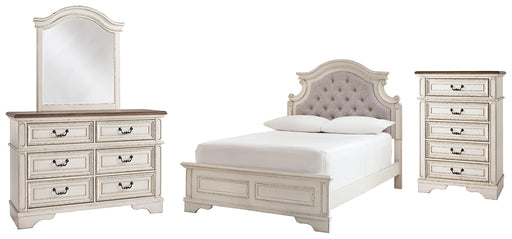 Realyn Full Panel Bed with Mirrored Dresser and Chest Factory Furniture Mattress & More - Online or In-Store at our Phillipsburg Location Serving Dayton, Eaton, and Greenville. Shop Now.