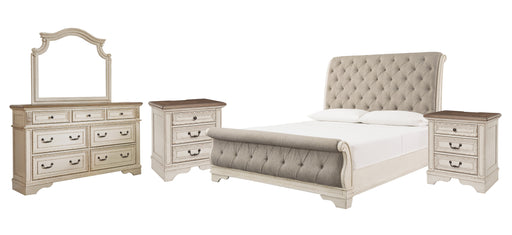Realyn Queen Sleigh Bed with Mirrored Dresser and 2 Nightstands Factory Furniture Mattress & More - Online or In-Store at our Phillipsburg Location Serving Dayton, Eaton, and Greenville. Shop Now.