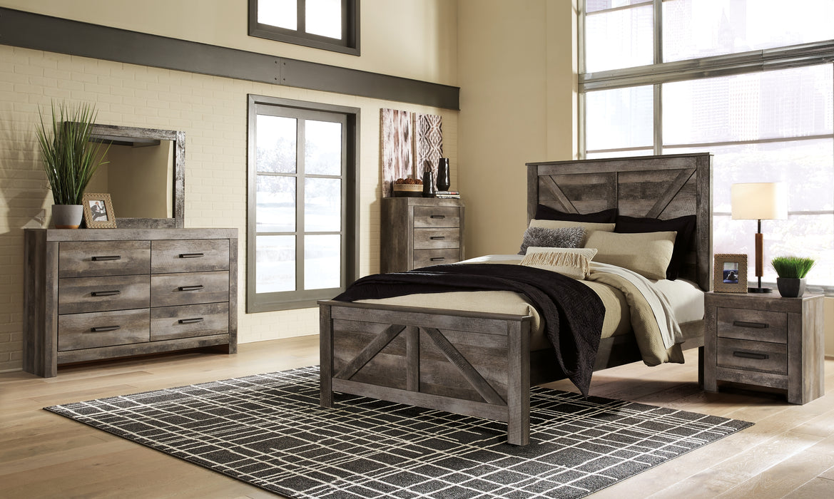 Wynnlow Queen Crossbuck Panel Bed with Mirrored Dresser and Chest Factory Furniture Mattress & More - Online or In-Store at our Phillipsburg Location Serving Dayton, Eaton, and Greenville. Shop Now.