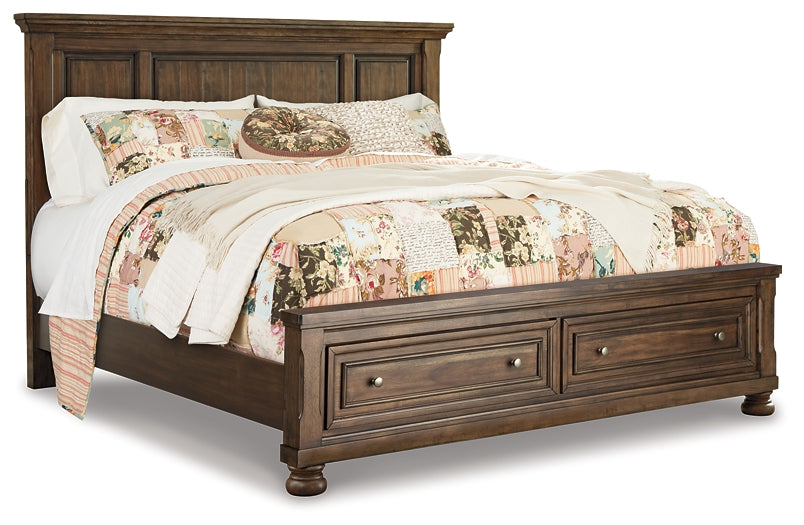 Flynnter Queen Panel Bed with 2 Storage Drawers with Mirrored Dresser, Chest and Nightstand Factory Furniture Mattress & More - Online or In-Store at our Phillipsburg Location Serving Dayton, Eaton, and Greenville. Shop Now.
