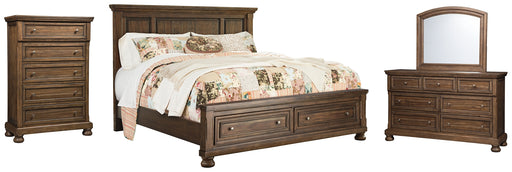 Flynnter Queen Panel Bed with 2 Storage Drawers with Mirrored Dresser and Chest Factory Furniture Mattress & More - Online or In-Store at our Phillipsburg Location Serving Dayton, Eaton, and Greenville. Shop Now.