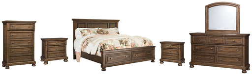 Flynnter Queen Panel Bed with 2 Storage Drawers with Mirrored Dresser, Chest and 2 Nightstands Factory Furniture Mattress & More - Online or In-Store at our Phillipsburg Location Serving Dayton, Eaton, and Greenville. Shop Now.