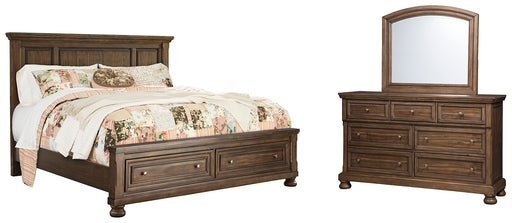 Flynnter Queen Panel Bed with 2 Storage Drawers with Mirrored Dresser Factory Furniture Mattress & More - Online or In-Store at our Phillipsburg Location Serving Dayton, Eaton, and Greenville. Shop Now.
