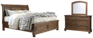 Flynnter Queen Sleigh Bed with 2 Storage Drawers with Mirrored Dresser Factory Furniture Mattress & More - Online or In-Store at our Phillipsburg Location Serving Dayton, Eaton, and Greenville. Shop Now.