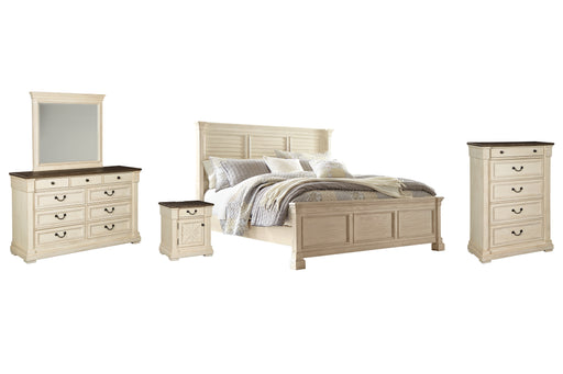 Bolanburg King Panel Bed with Mirrored Dresser, Chest and Nightstand Factory Furniture Mattress & More - Online or In-Store at our Phillipsburg Location Serving Dayton, Eaton, and Greenville. Shop Now.