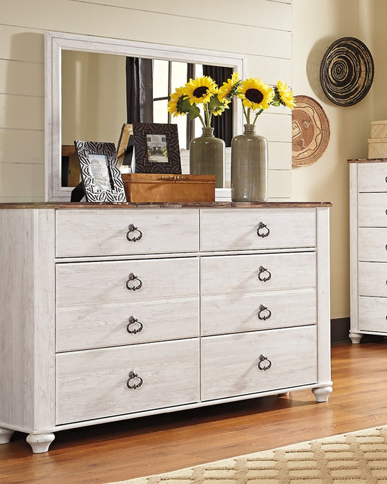 Willowton California King Panel Bed with Mirrored Dresser and 2 Nightstands Factory Furniture Mattress & More - Online or In-Store at our Phillipsburg Location Serving Dayton, Eaton, and Greenville. Shop Now.