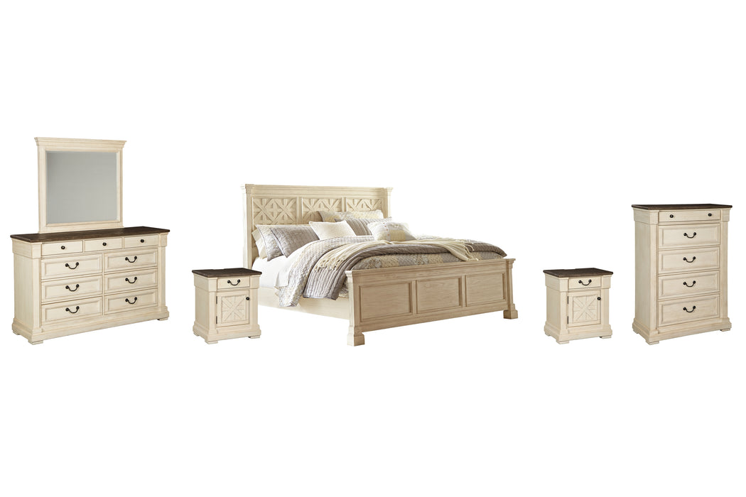 Bolanburg King Panel Bed with Mirrored Dresser, Chest and 2 Nightstands Factory Furniture Mattress & More - Online or In-Store at our Phillipsburg Location Serving Dayton, Eaton, and Greenville. Shop Now.