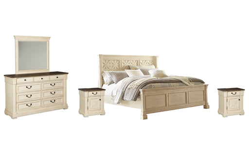 Bolanburg King Panel Bed with Mirrored Dresser and 2 Nightstands Factory Furniture Mattress & More - Online or In-Store at our Phillipsburg Location Serving Dayton, Eaton, and Greenville. Shop Now.