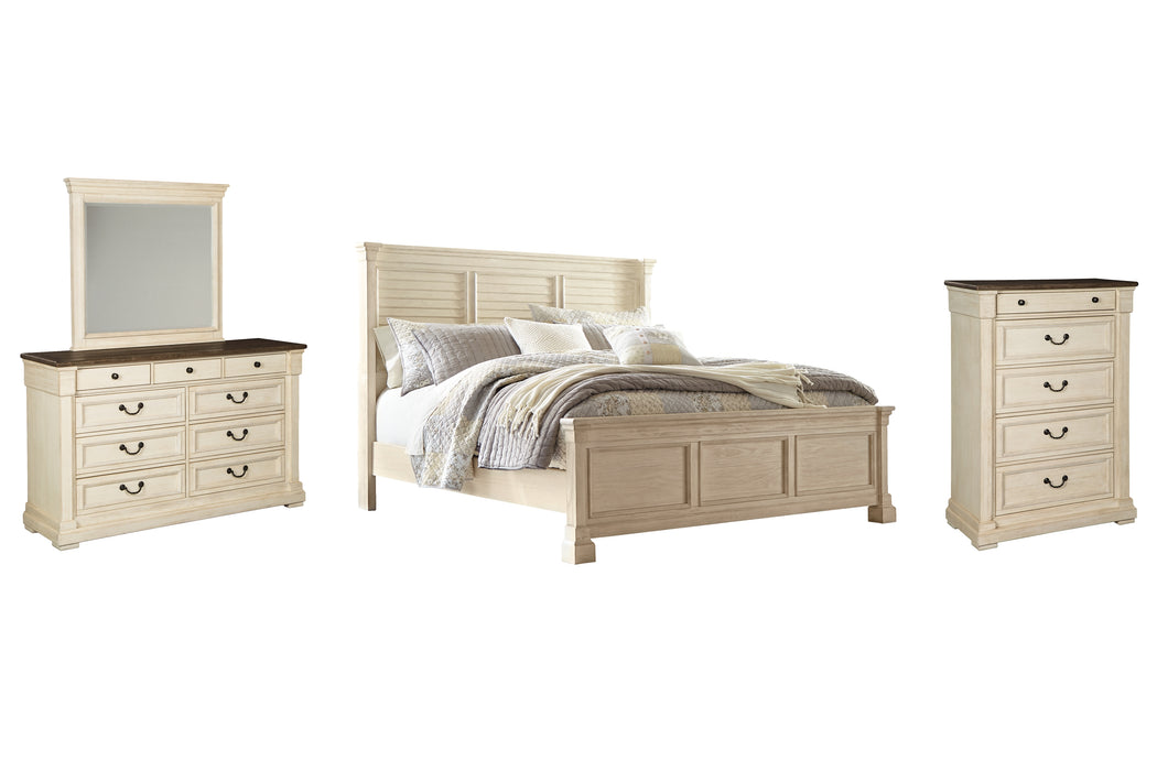Bolanburg California King Panel Bed with Mirrored Dresser and Chest Factory Furniture Mattress & More - Online or In-Store at our Phillipsburg Location Serving Dayton, Eaton, and Greenville. Shop Now.