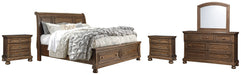 Flynnter Queen Sleigh Bed with 2 Storage Drawers with Mirrored Dresser and 2 Nightstands Factory Furniture Mattress & More - Online or In-Store at our Phillipsburg Location Serving Dayton, Eaton, and Greenville. Shop Now.