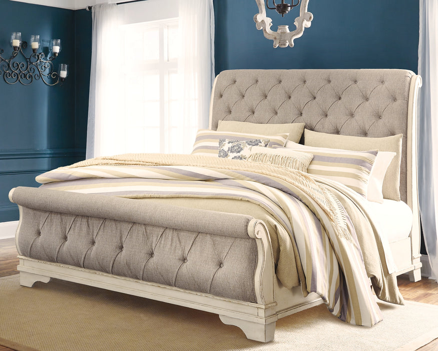 Realyn Queen Sleigh Bed with Mirrored Dresser Factory Furniture Mattress & More - Online or In-Store at our Phillipsburg Location Serving Dayton, Eaton, and Greenville. Shop Now.
