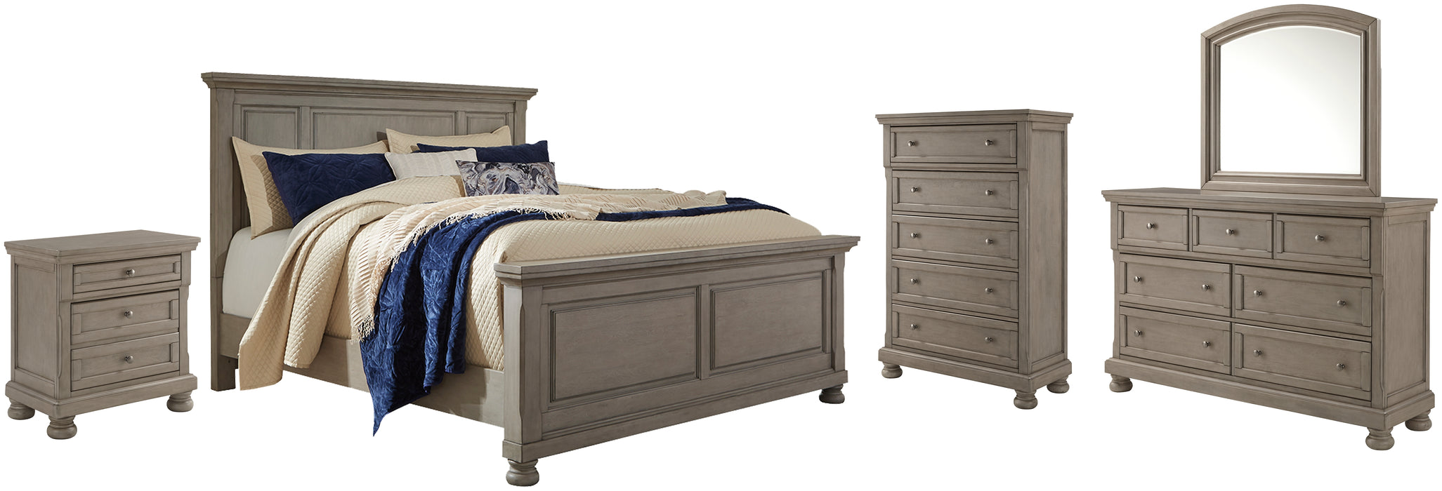 Lettner Queen Panel Bed with Mirrored Dresser, Chest and Nightstand Factory Furniture Mattress & More - Online or In-Store at our Phillipsburg Location Serving Dayton, Eaton, and Greenville. Shop Now.