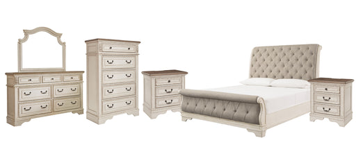 Realyn King Sleigh Bed with Mirrored Dresser, Chest and 2 Nightstands Factory Furniture Mattress & More - Online or In-Store at our Phillipsburg Location Serving Dayton, Eaton, and Greenville. Shop Now.