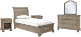Lettner Twin Sleigh Bed with Mirrored Dresser and 2 Nightstands Factory Furniture Mattress & More - Online or In-Store at our Phillipsburg Location Serving Dayton, Eaton, and Greenville. Shop Now.