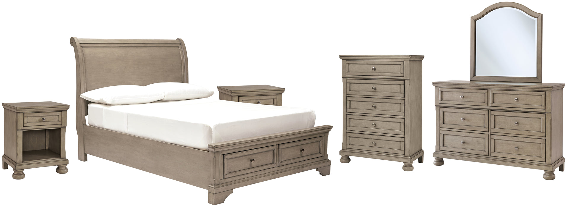 Lettner Full Sleigh Bed with Mirrored Dresser, Chest and 2 Nightstands Factory Furniture Mattress & More - Online or In-Store at our Phillipsburg Location Serving Dayton, Eaton, and Greenville. Shop Now.