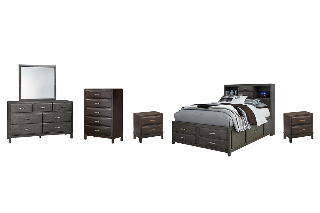Caitbrook Queen Storage Bed with 8 Storage Drawers with Mirrored Dresser, Chest and 2 Nightstands Factory Furniture Mattress & More - Online or In-Store at our Phillipsburg Location Serving Dayton, Eaton, and Greenville. Shop Now.