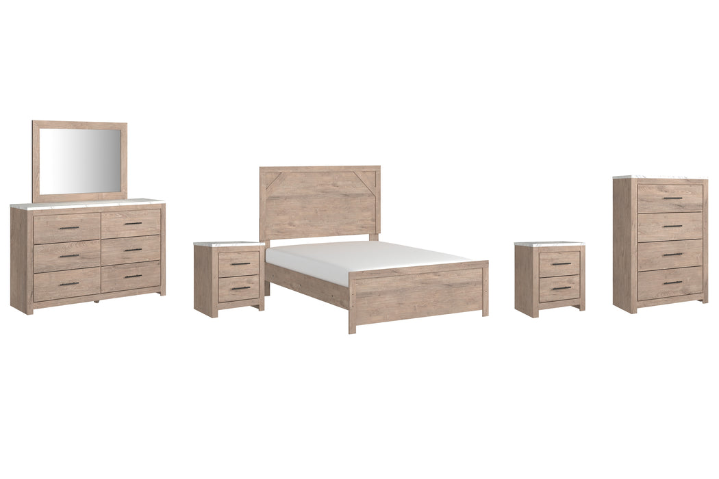 Senniberg Full Panel Bed with Mirrored Dresser, Chest and 2 Nightstands Factory Furniture Mattress & More - Online or In-Store at our Phillipsburg Location Serving Dayton, Eaton, and Greenville. Shop Now.