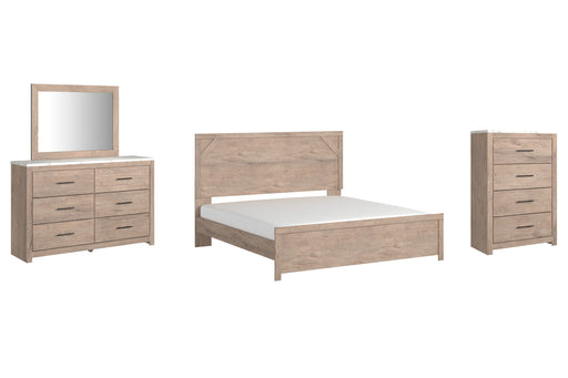 Senniberg King Panel Bed with Mirrored Dresser and Chest Factory Furniture Mattress & More - Online or In-Store at our Phillipsburg Location Serving Dayton, Eaton, and Greenville. Shop Now.