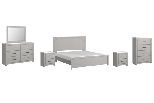 Cottonburg King Panel Bed with Mirrored Dresser, Chest and 2 Nightstands Factory Furniture Mattress & More - Online or In-Store at our Phillipsburg Location Serving Dayton, Eaton, and Greenville. Shop Now.